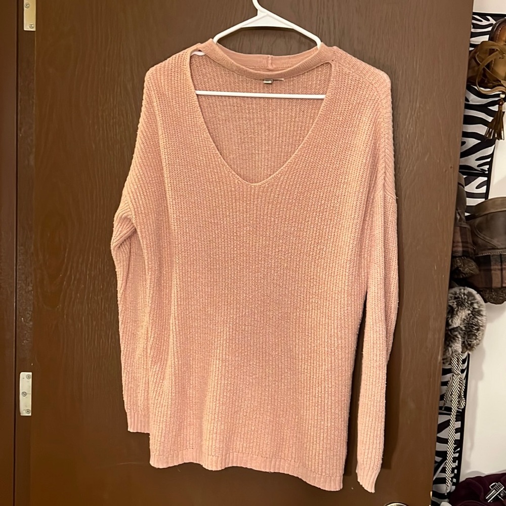 American eagle dusty rose choker sweater